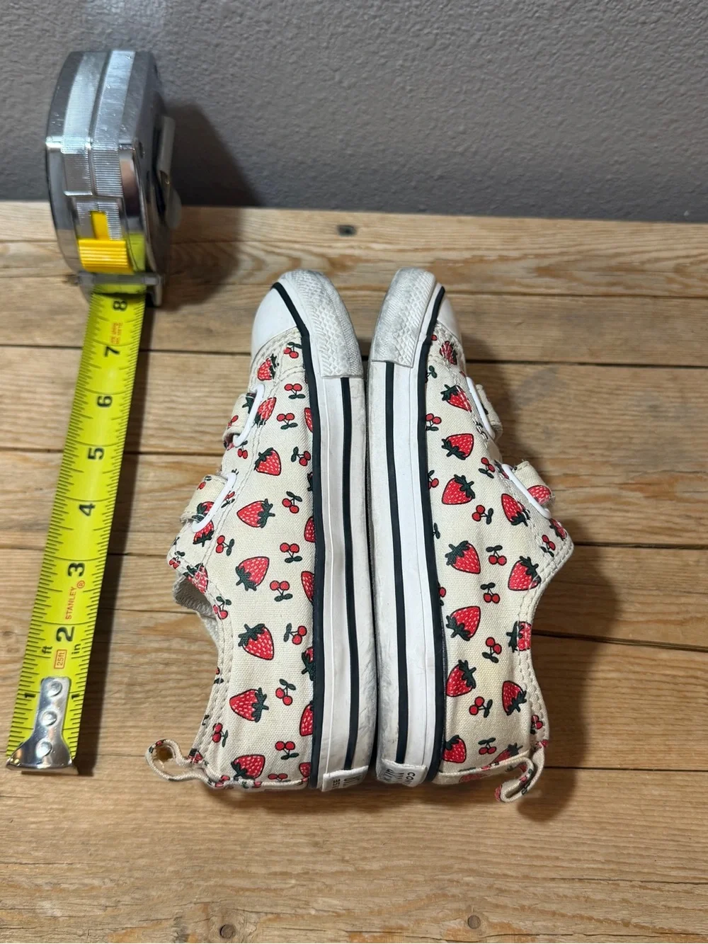 Converse Kids Cream Sneakers with Red Strawberry Print